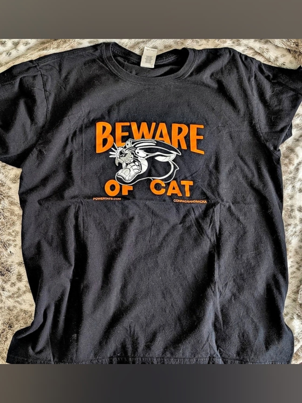 Beware of Cat Graphic Tee in Black